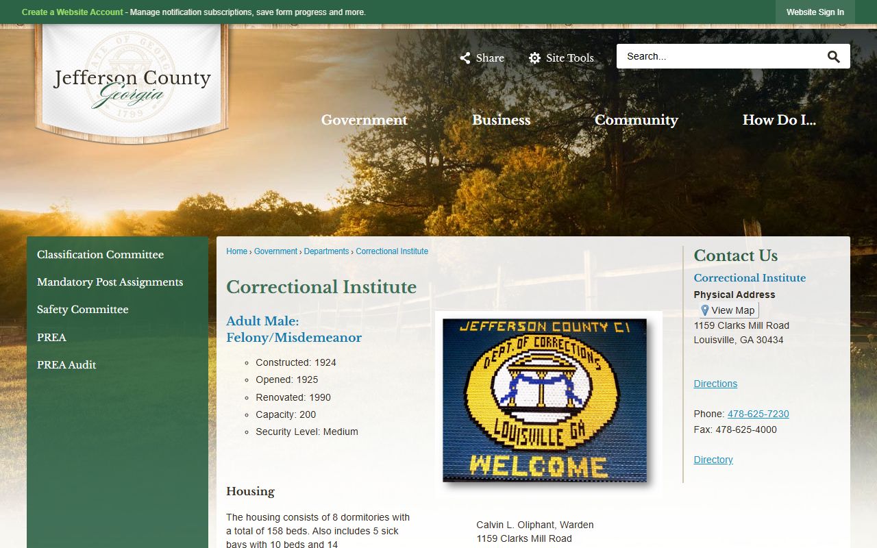 Jefferson County Correctional Institute inmate facility information