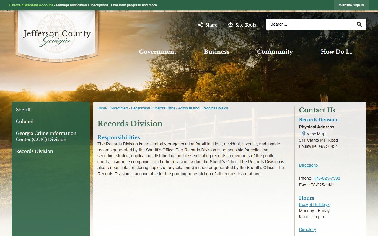 Jefferson County Sheriff's Records Division inmate records source